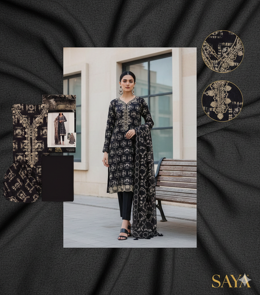 embroided saya 3 piece