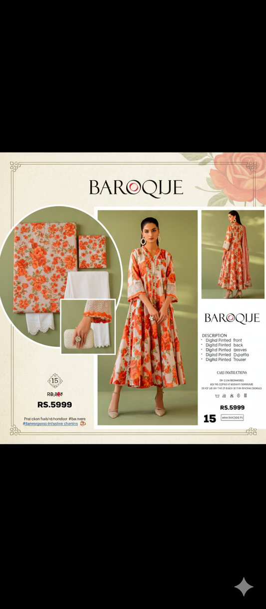 barouque 3 piece printed lawn stuff