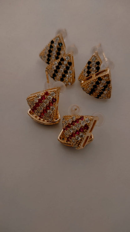 Pavé Triangular Stud Earrings