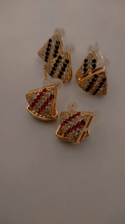 Pavé Triangular Stud Earrings