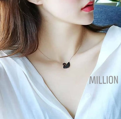 Elegant Black Swan Pendant Necklace