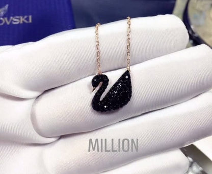 Elegant Black Swan Pendant Necklace