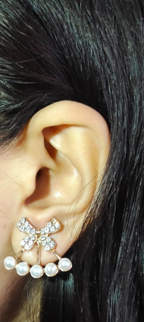 The Alluring Pearl Drop Bow Earring