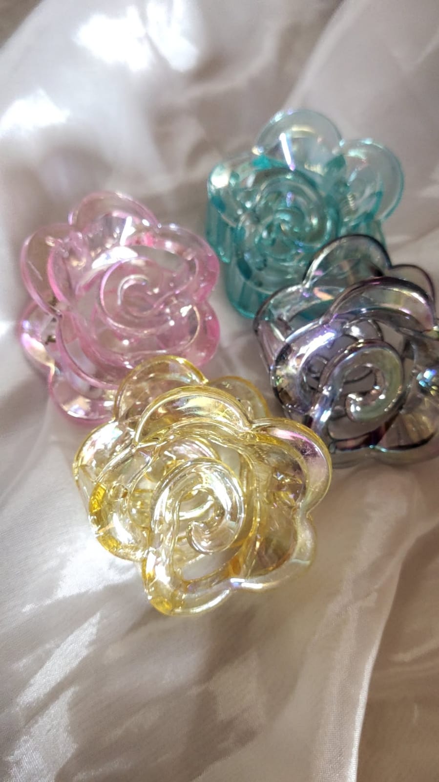 Iridescent Flower Claw Clips