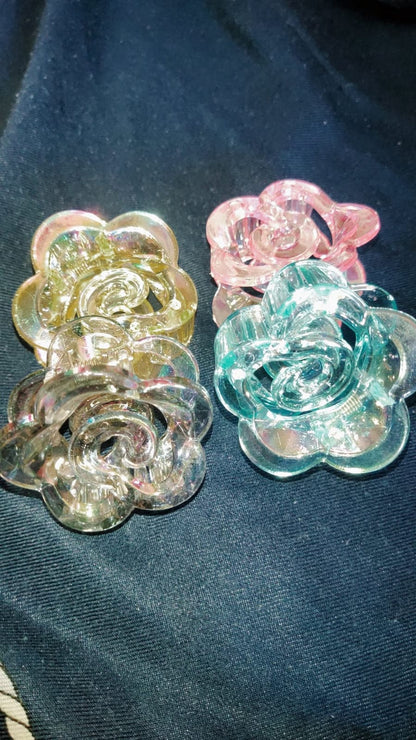 Iridescent Flower Claw Clips